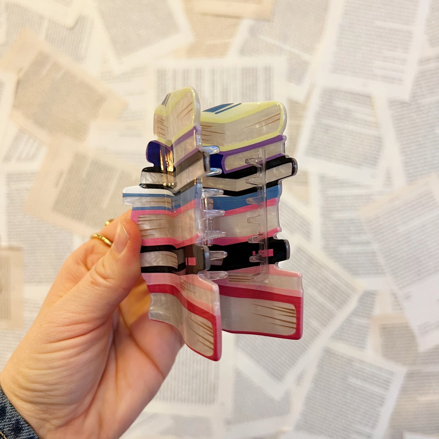 Haarklammer "pinker Bücherwurm"