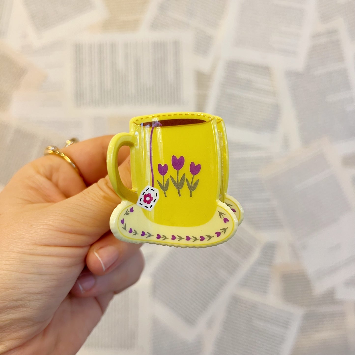 Haarklammer | Teetasse gelb