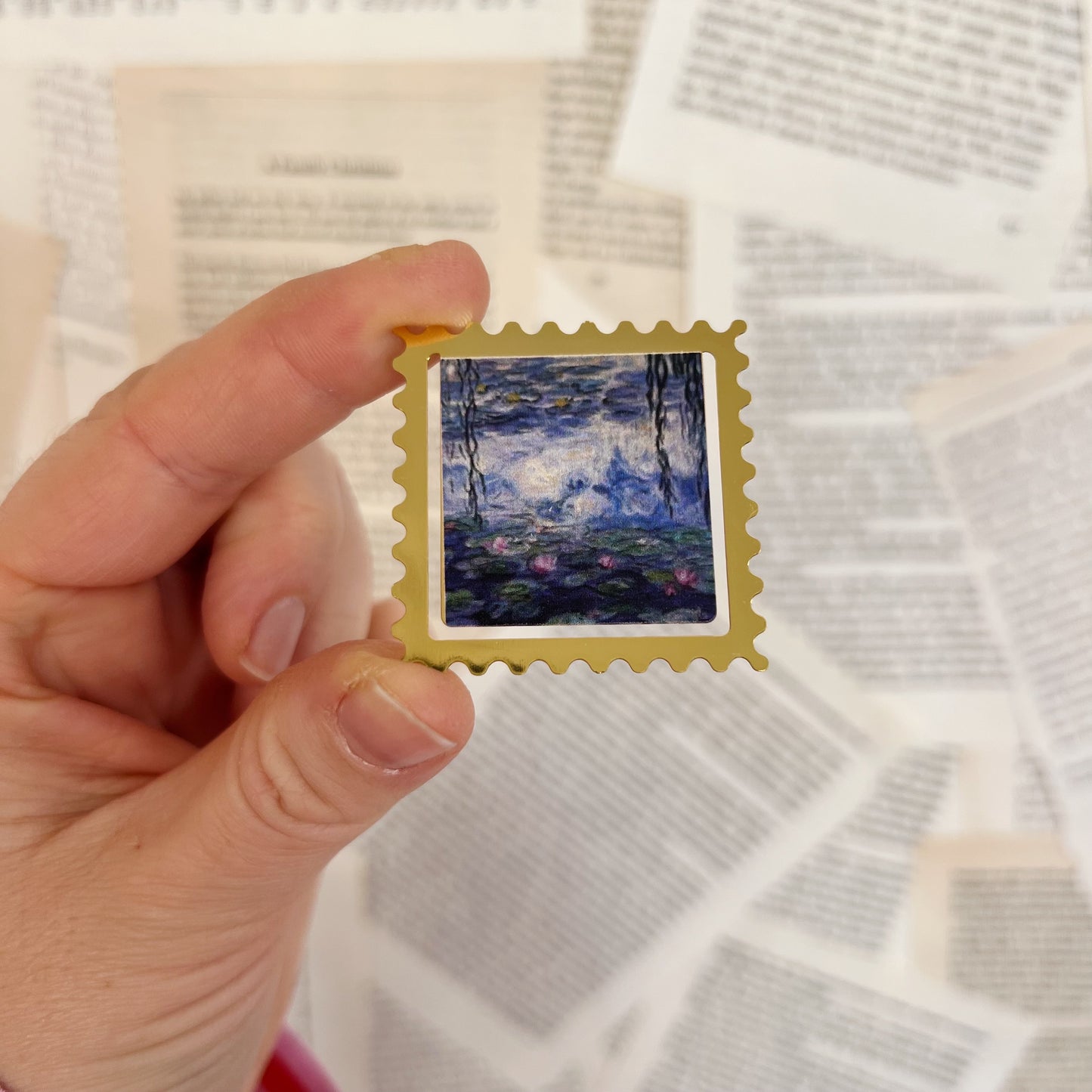 Lesezeichen | Briefmarke (Seerosen)
