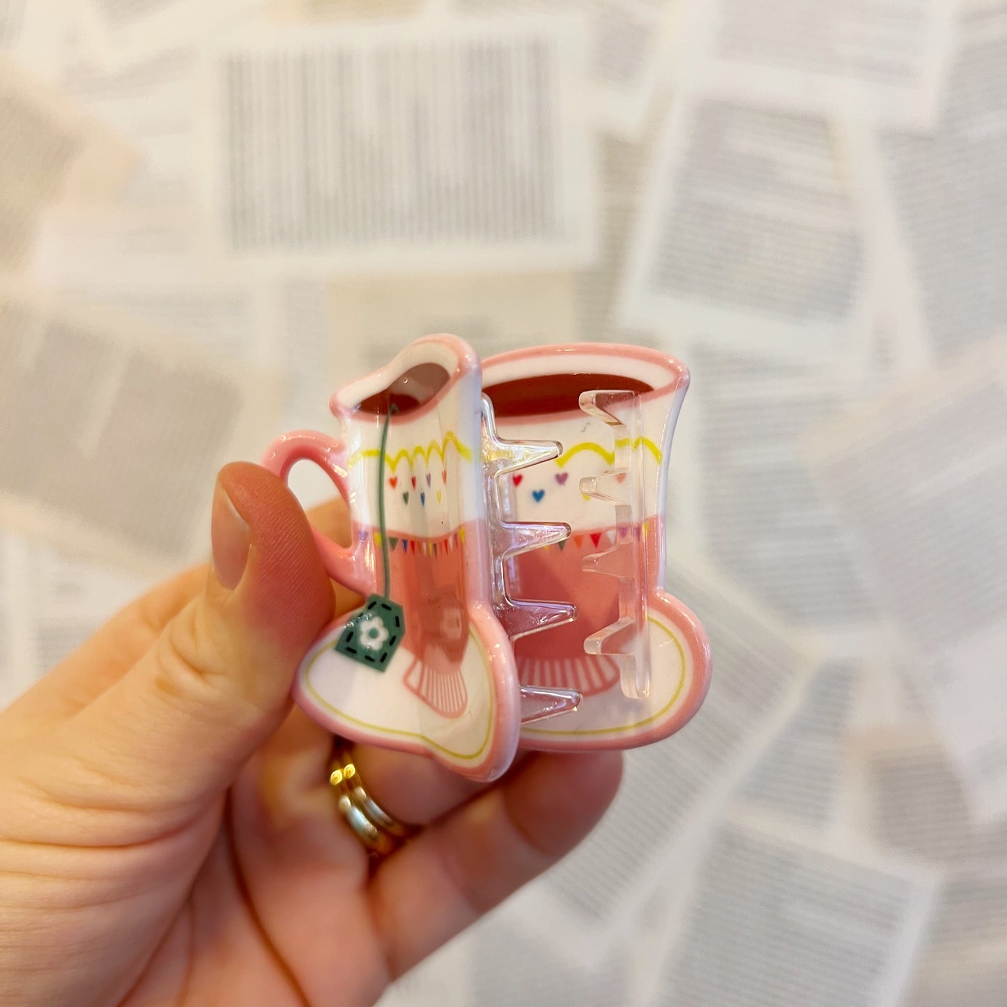 Haarklammer | Teetasse rosa