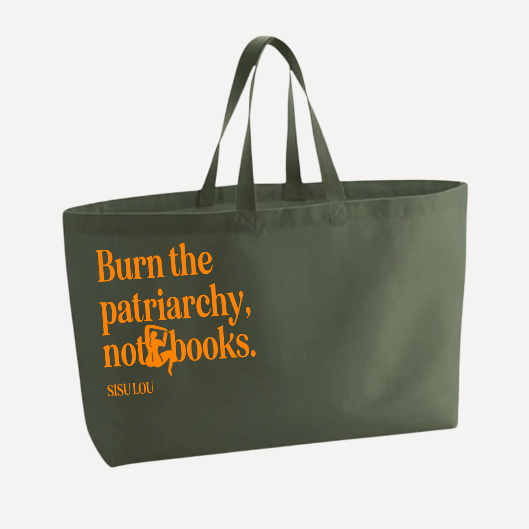 Beutel | Burn the patriarchy, not books (khaki)
